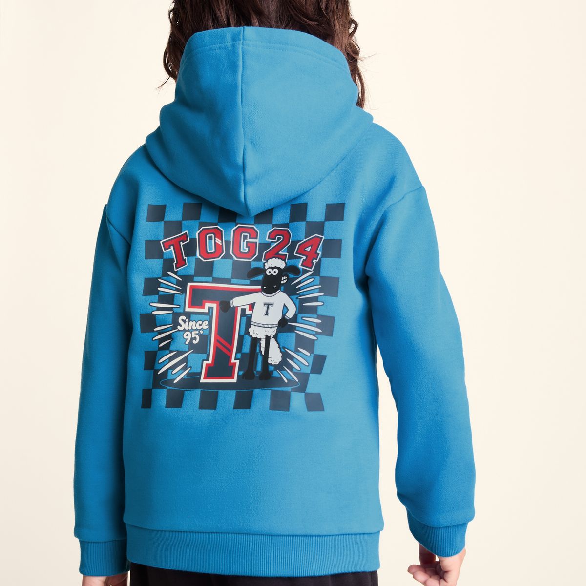 Masham Shaun the Sheep Kids Supersoft Overhead Hoodie - Bondi Blue