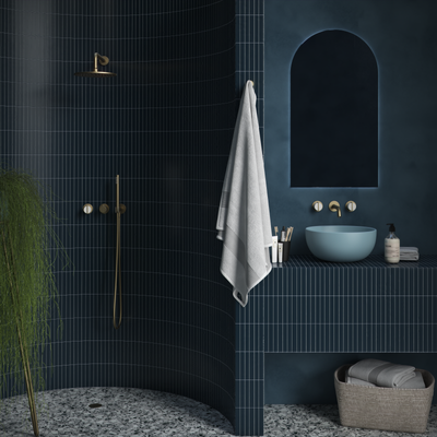 Wall Mounted Shower Mixer in Warm Brass