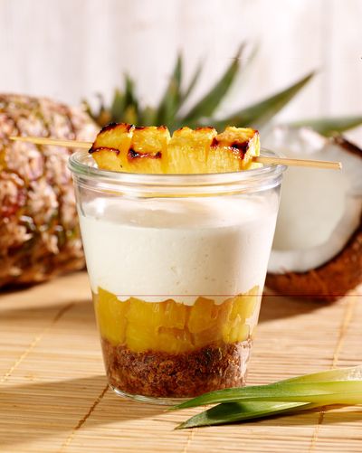 Pineapple, coconut and chocolate crumble
