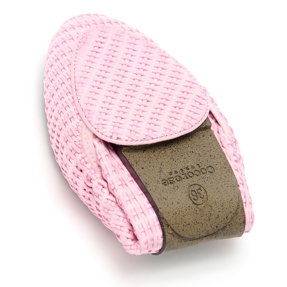 Clapham Pastel Pink Woven Leather Loafers from Cocorose London