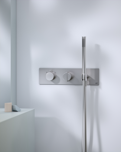 Wall Mounted Shower Mixer in Silver Steel