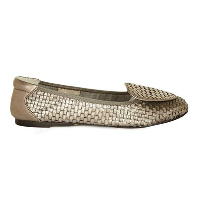 Cocorose London Metallic Pewter Woven Leather Loafers