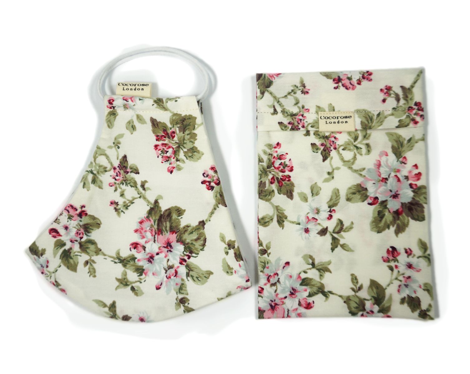 Floral print cream cotton face mask from Cocorose London