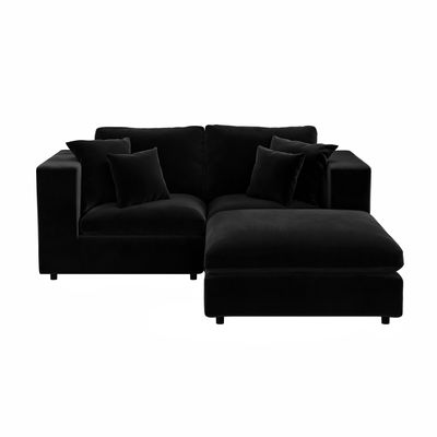 Solace+Co Asher 3 Seater with Reversible Footstool Black Velvet