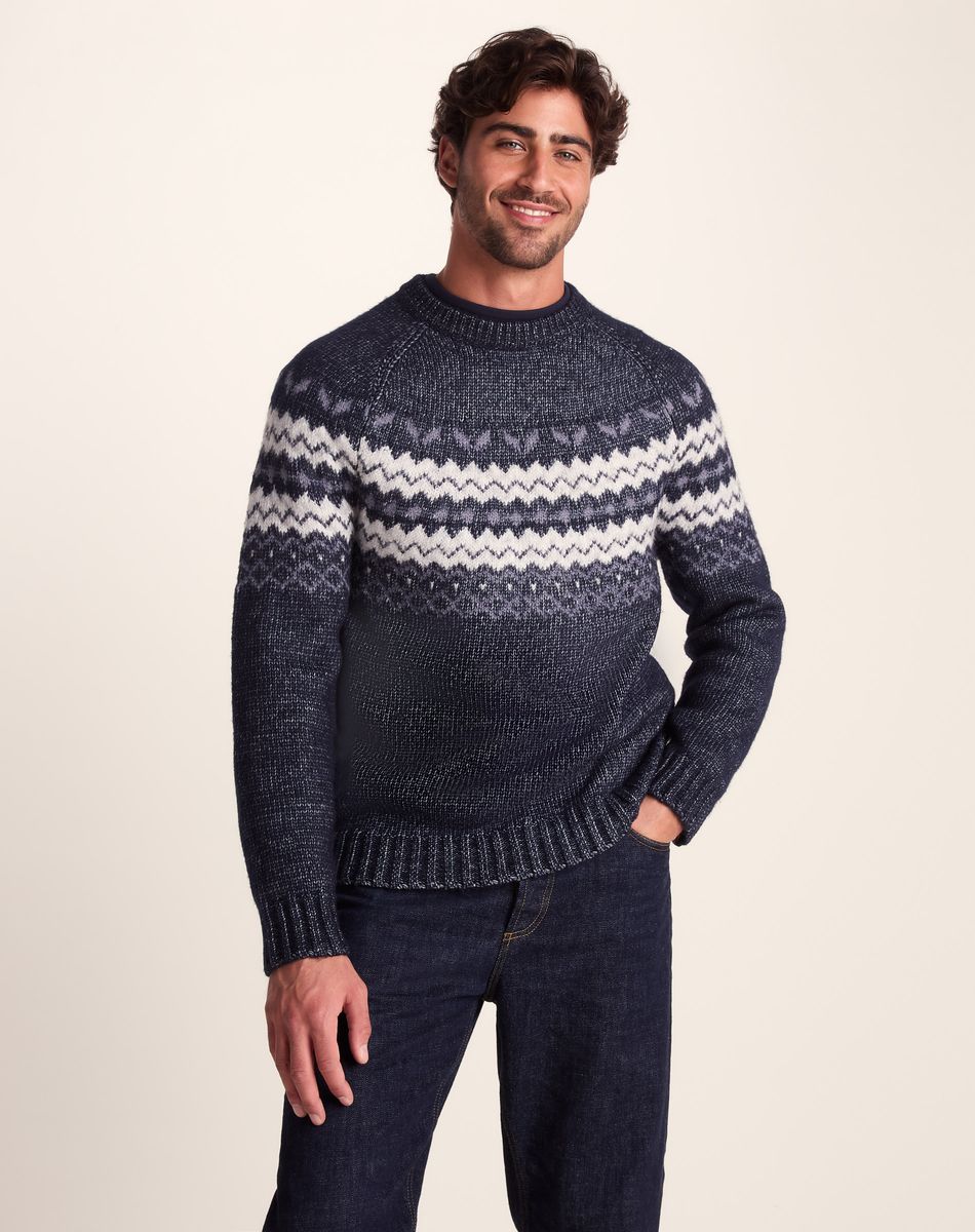 Michael Men's Knitted Jumper - Dark Indigo Marl