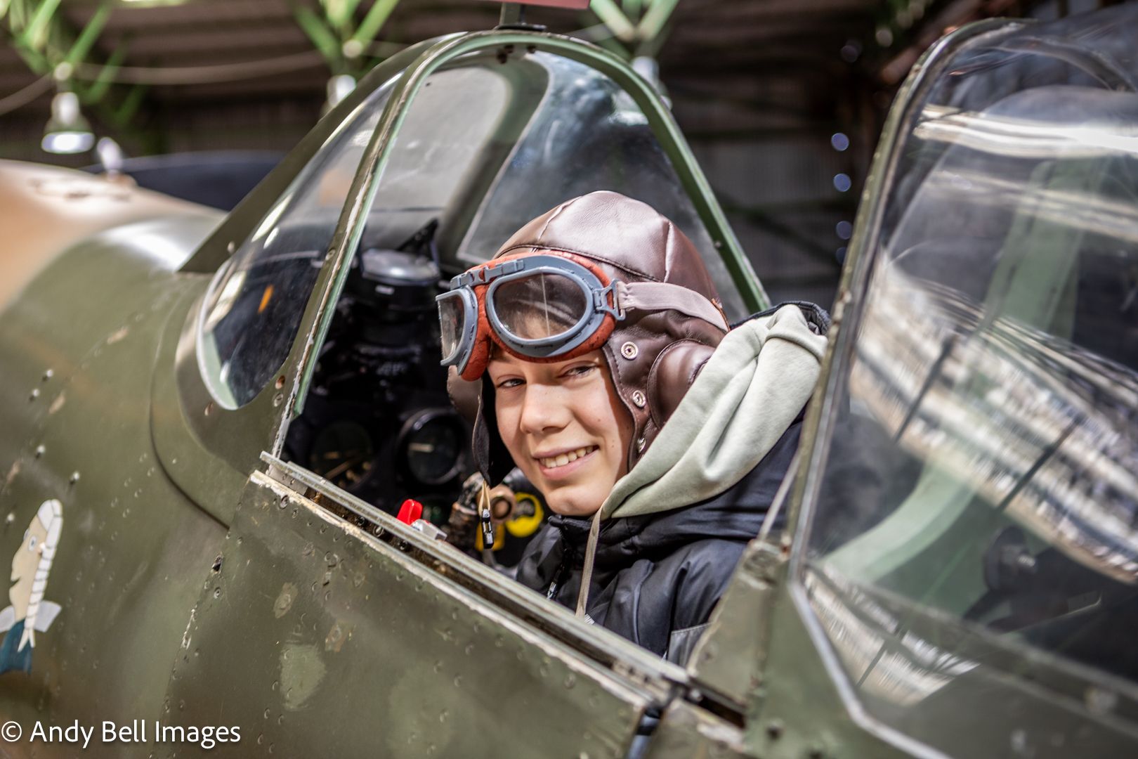Child in the cockpit  at the Spitfire Visitor Centre: Hangar 42, Blackpool