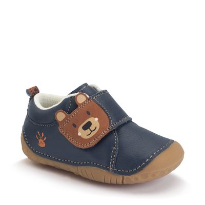 Bear Hug - navy leather/nubuck bear rip-tape pre-walkers
