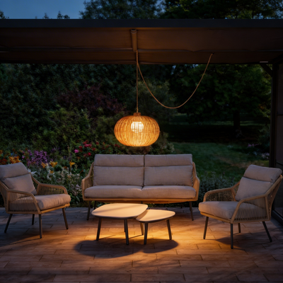 Ravello Rechargeable Rattan Pendant Light
