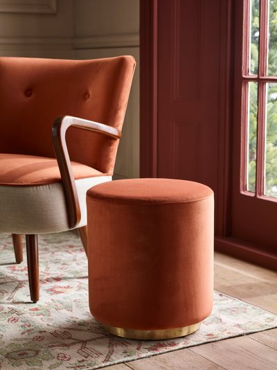 Carnaby Rust Velvet Footstool