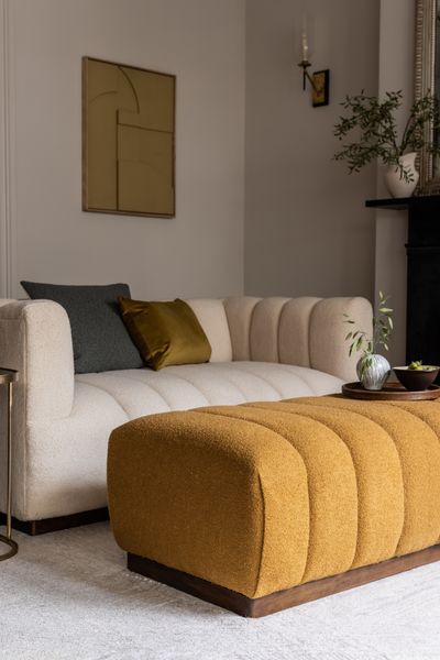 Sloane Fluted Ottoman in Mustard Boucle