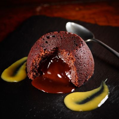 Chocolate Fondant with Mango Coulis