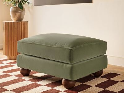 Solace+Co Addison Footstool - Khaki Green Velvet
