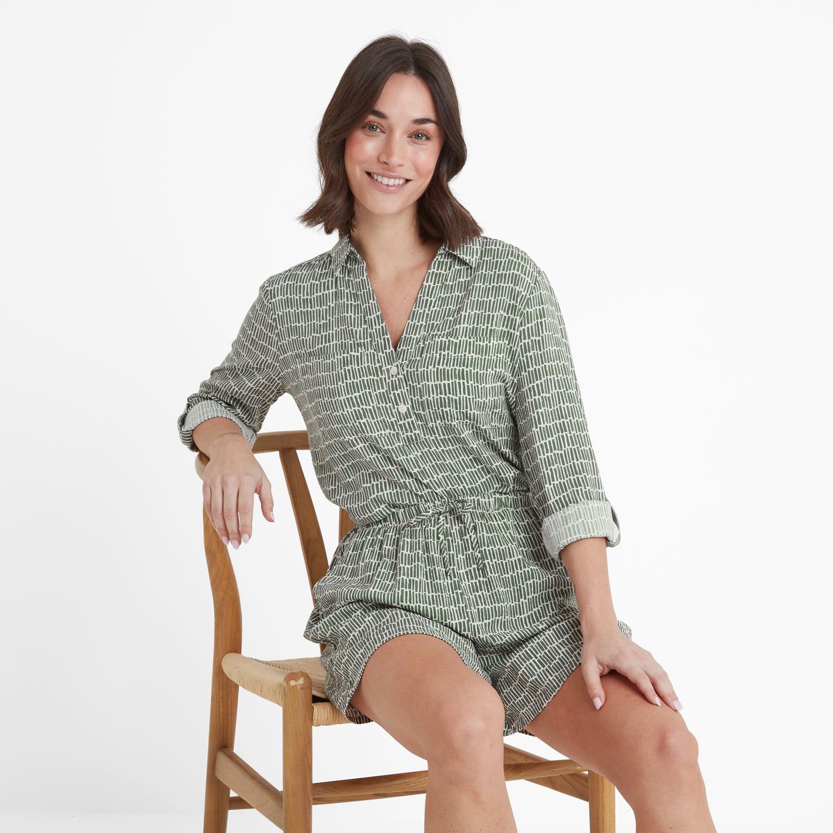 Callie Women's Shorts - Green Dash Print