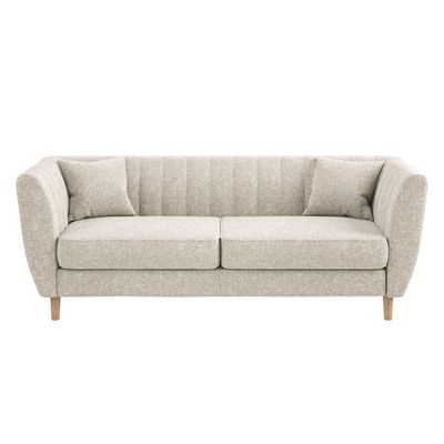 Solace+Co Remi 3 Seater Mid Century Sofa Beige Chenille