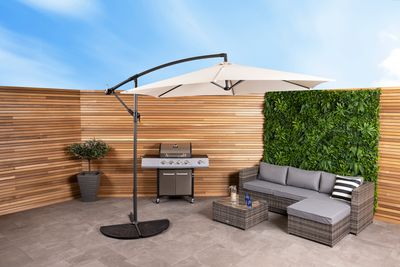 Charles Bentley 3m Hanging Banana Cantilever Garden Umbrella