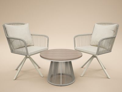 SOLACE+CO Hana Table & Juno Swivel Chairs Garden Bistro Set