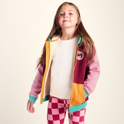 Portland Shaun the Sheep Kids Supersoft Sherpa Lined Hoodie - Candy Floss/Beetroot Red