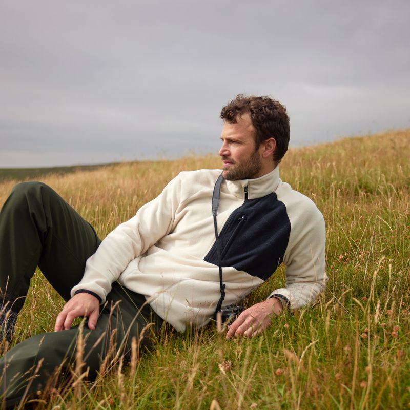Barker Mens Midweight Microfleece Half Zip Pullover - Buttercream