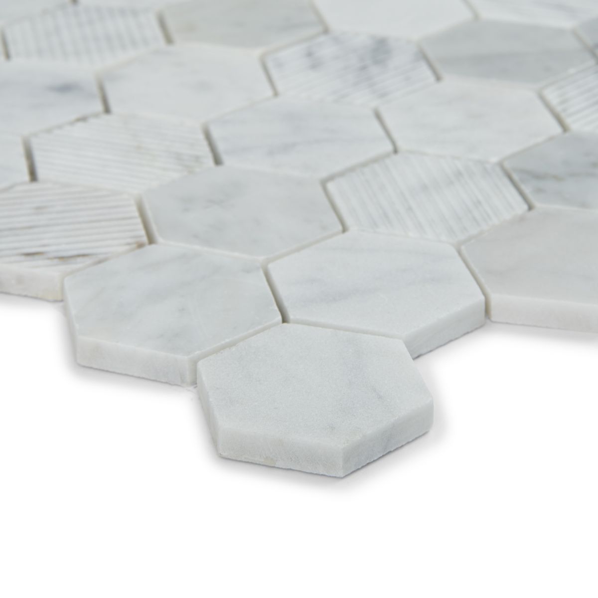 Fairmont Carrara Marble Hexagon Mosaic Tiles