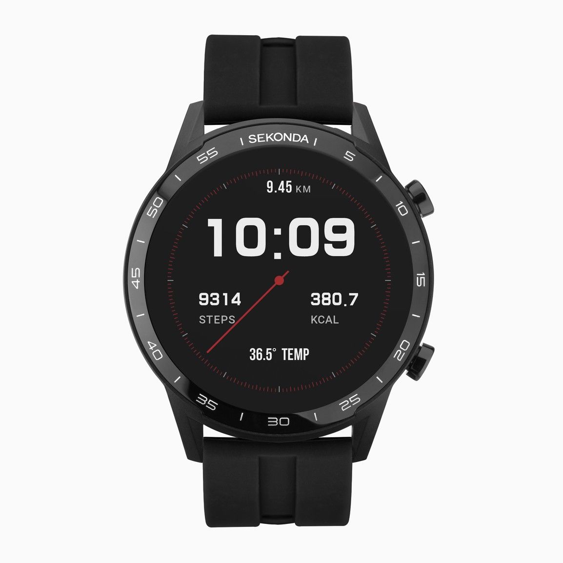 Sekonda Active Smart Watch | Black Case & Black Silicone Strap | 1909