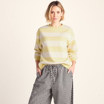 Tara Womens Relaxed Fit Supersoft Sweat - Butter Yellow Stripe