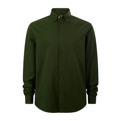 Barry Mens Long Sleeved Cotton Oxford Shirt - Leaf Green
