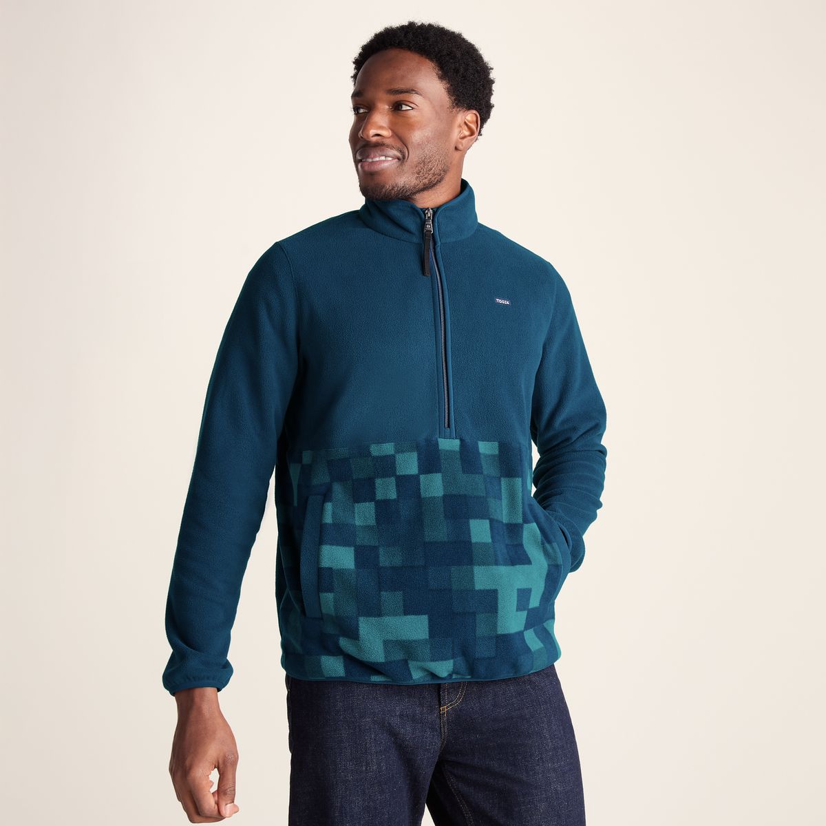 Ryle Men's Microfleece Zip Neck - Inky Blue