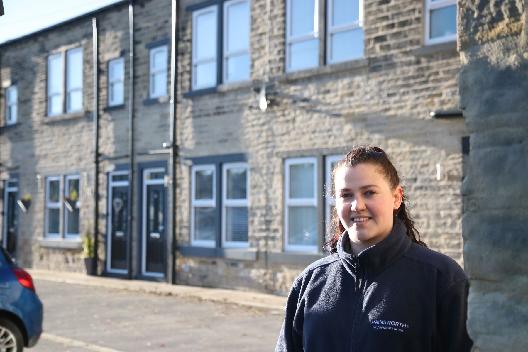 An AW Hainsworth employee outside the mill