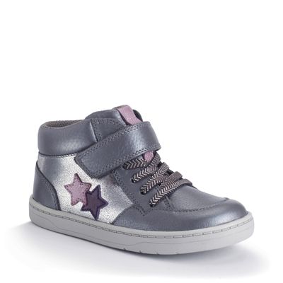Start-Rite Orbit Star Slate grey pearlised leather girls rip-tape casual boots