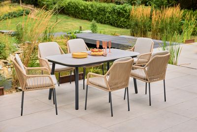 Olivia 6 Seat Rectangular Dining Set - Wheat