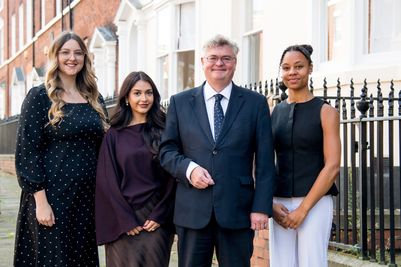 (l-r) Newly qualified solicitors Bethany Stephens-Wood and Sunah Ali with Senior Partner Andrew Wynne, and Associate Rowan Jones (1).jpg