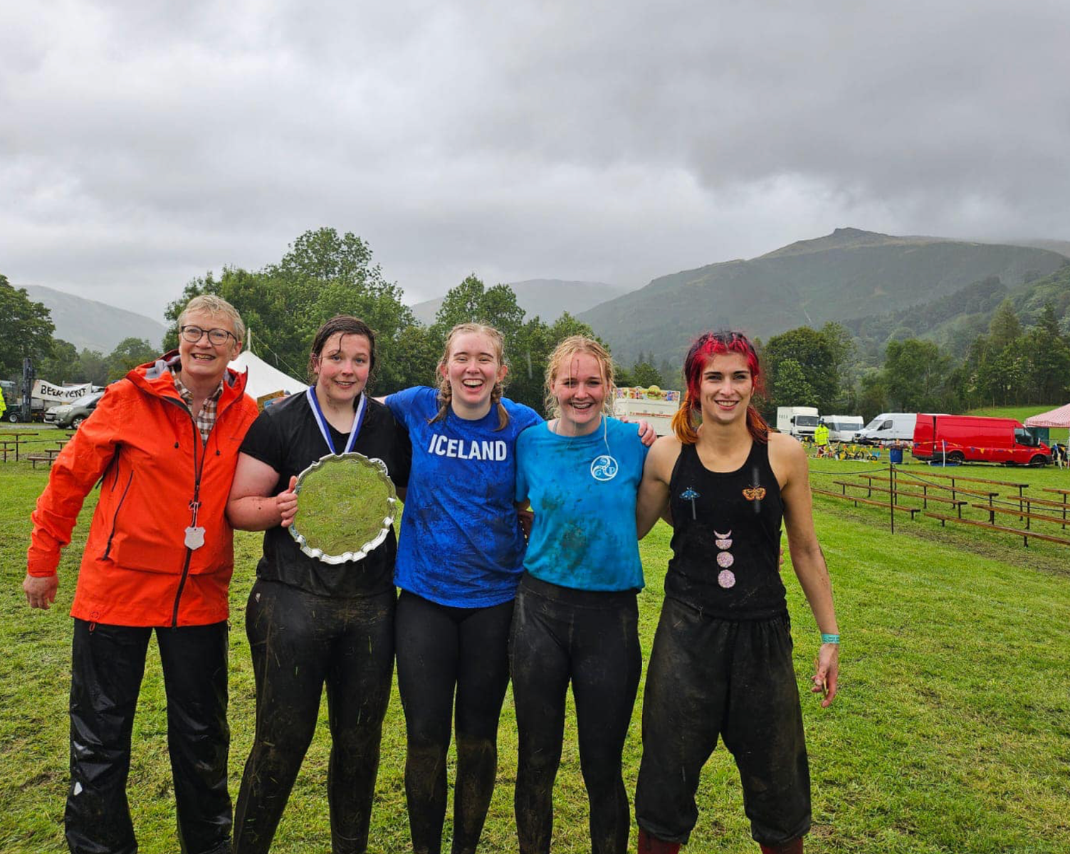 Linda Scott of the Cumberland and Westmorland Wrestling Association with Women's All Weights winner Rosie Hodgson, 