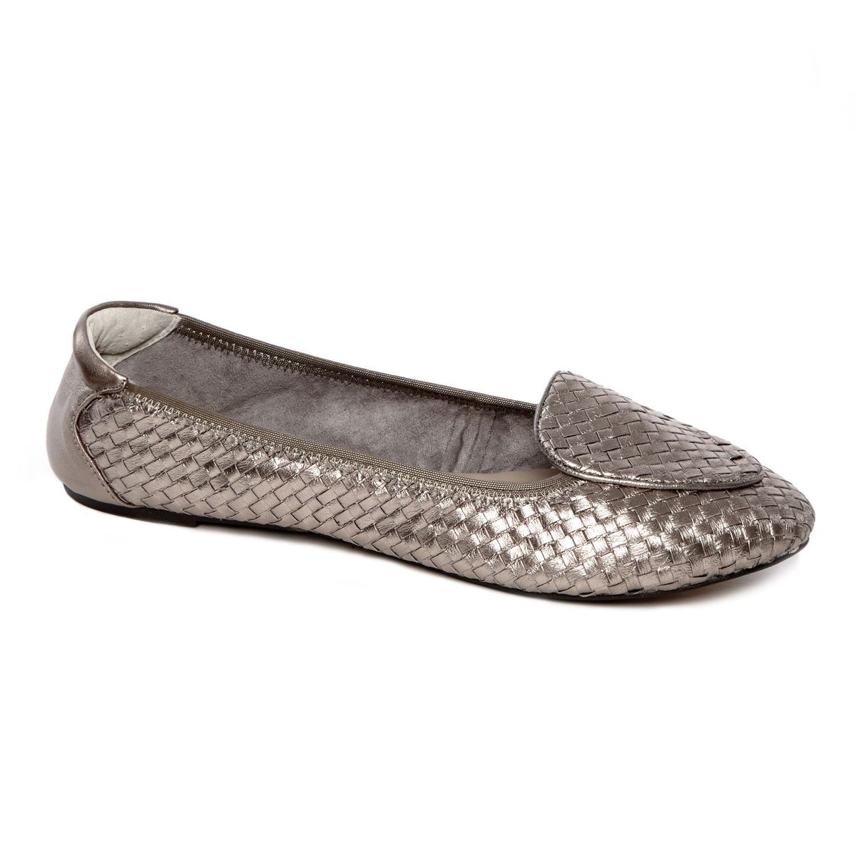 Cocorose London Metallic Pewter Woven Leather Loafers