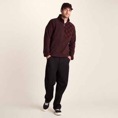 Barker Mens Midweight Microfleece Half Zip Pullover - Deep Brown