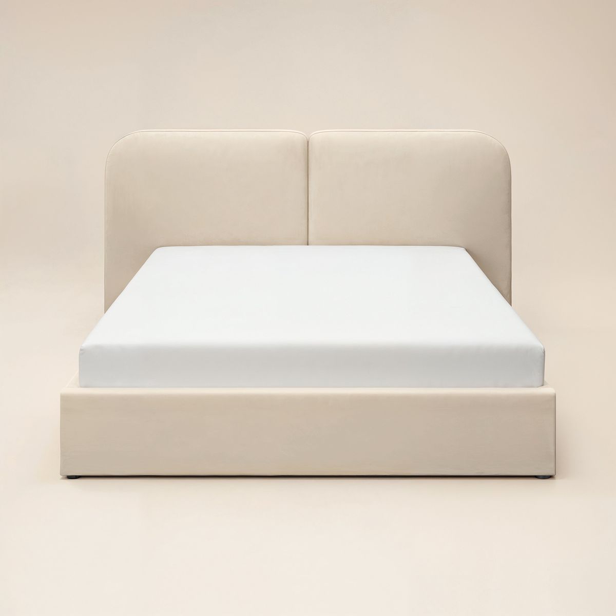 Solace+Co Lena Ottoman Bed Beige Velvet