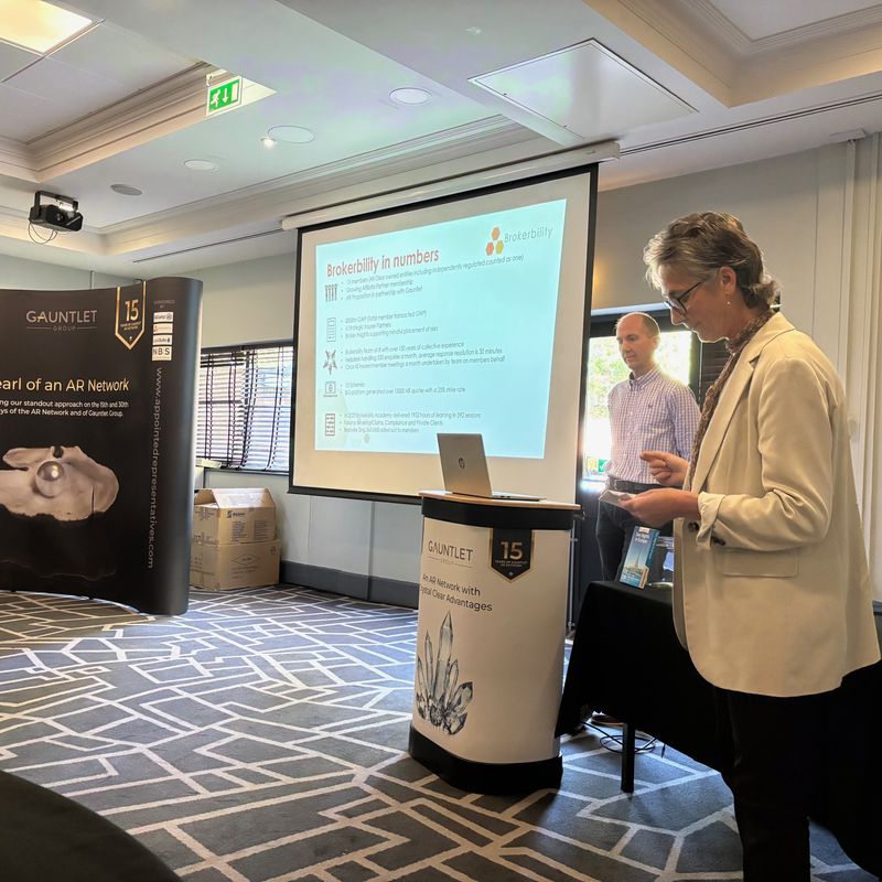Julie Gregory of Brokerbility, speaking at the 2024 Gauntlet AR Conference,