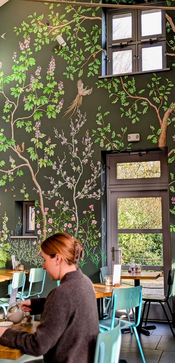 The Freddie Whimsett mural in Levens Kitchen, at Levens Hall and Gardens, the South Lakes, Cumbria.