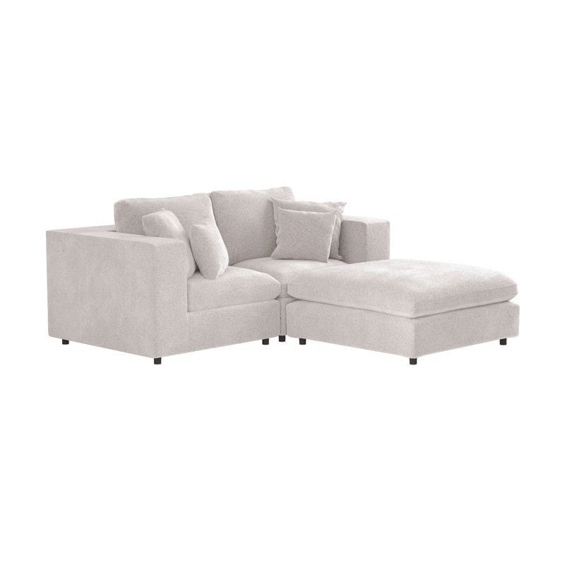 Solace+Co Asher 3 Seater with Footstool Beige Boucle