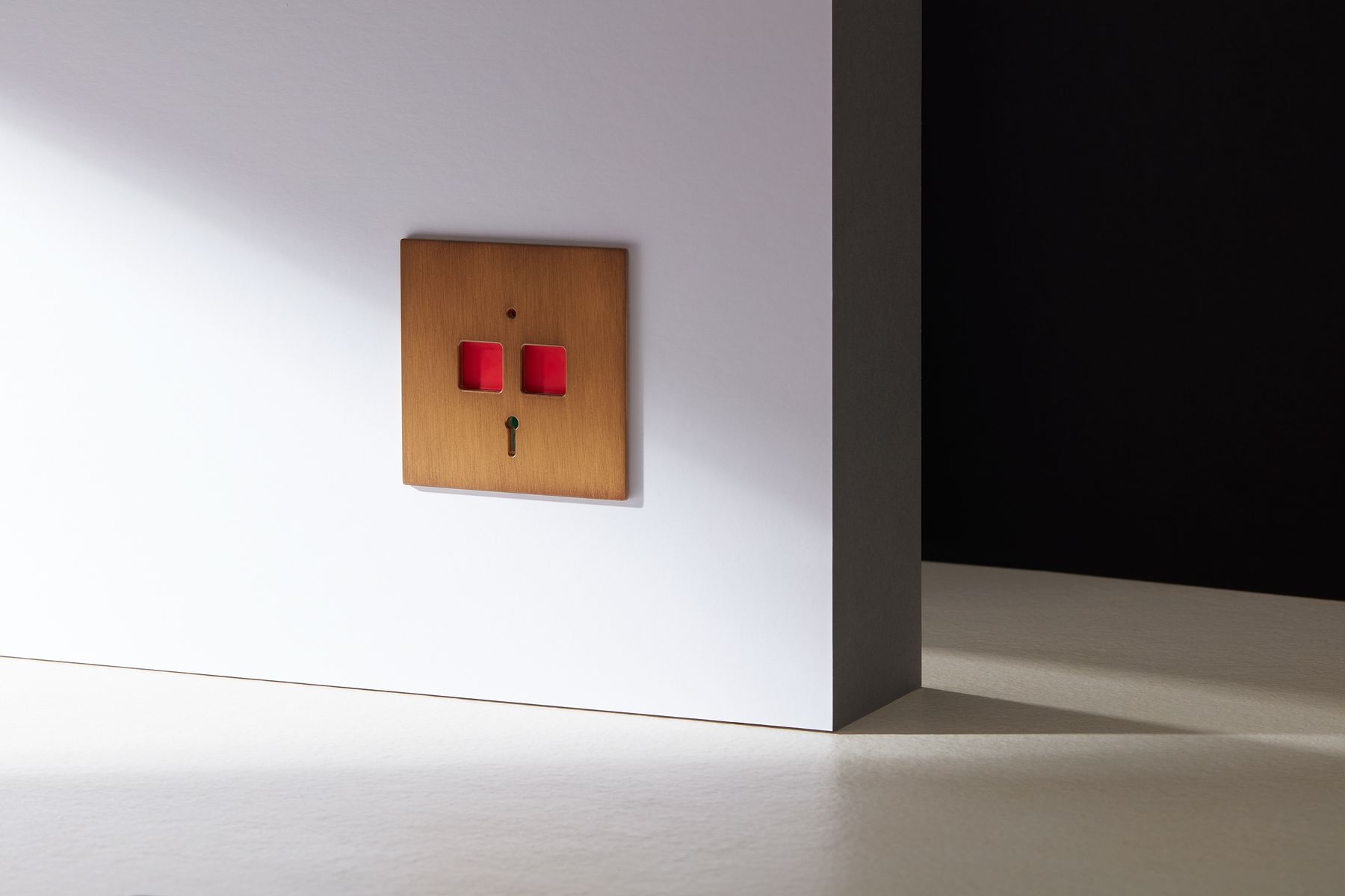 Panic alarm button in Sienna burnished brass finish