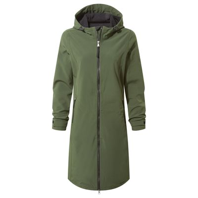 Enya women's softshell long jacket - dark green