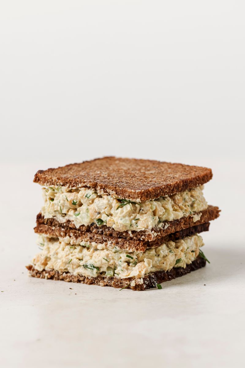 Smashed Chickpea and Rye Bread Stack