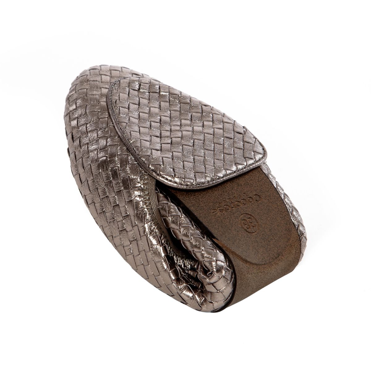 Cocorose London Metallic Pewter Woven Leather Loafers