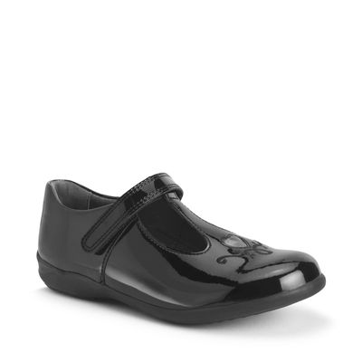 Gem, black patent rip-tape T-bar school shoe by Start-Rite Shoes