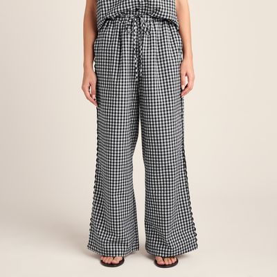 Fearne Womens Gingham Trousers - Black Check