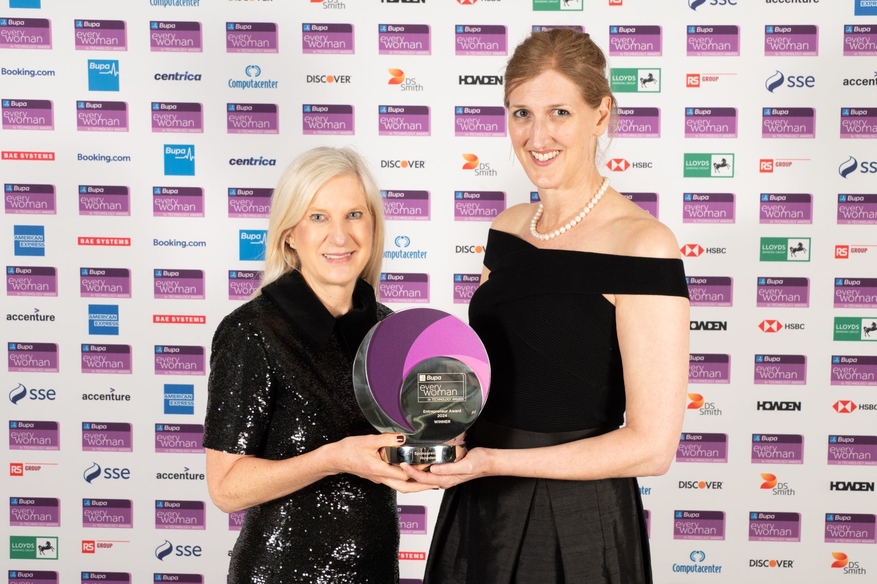 Victoria Johnson, winner of the Entrepreneur Award - Sponsored by Howden, at 2024 Bupa everywoman in Technology Awards