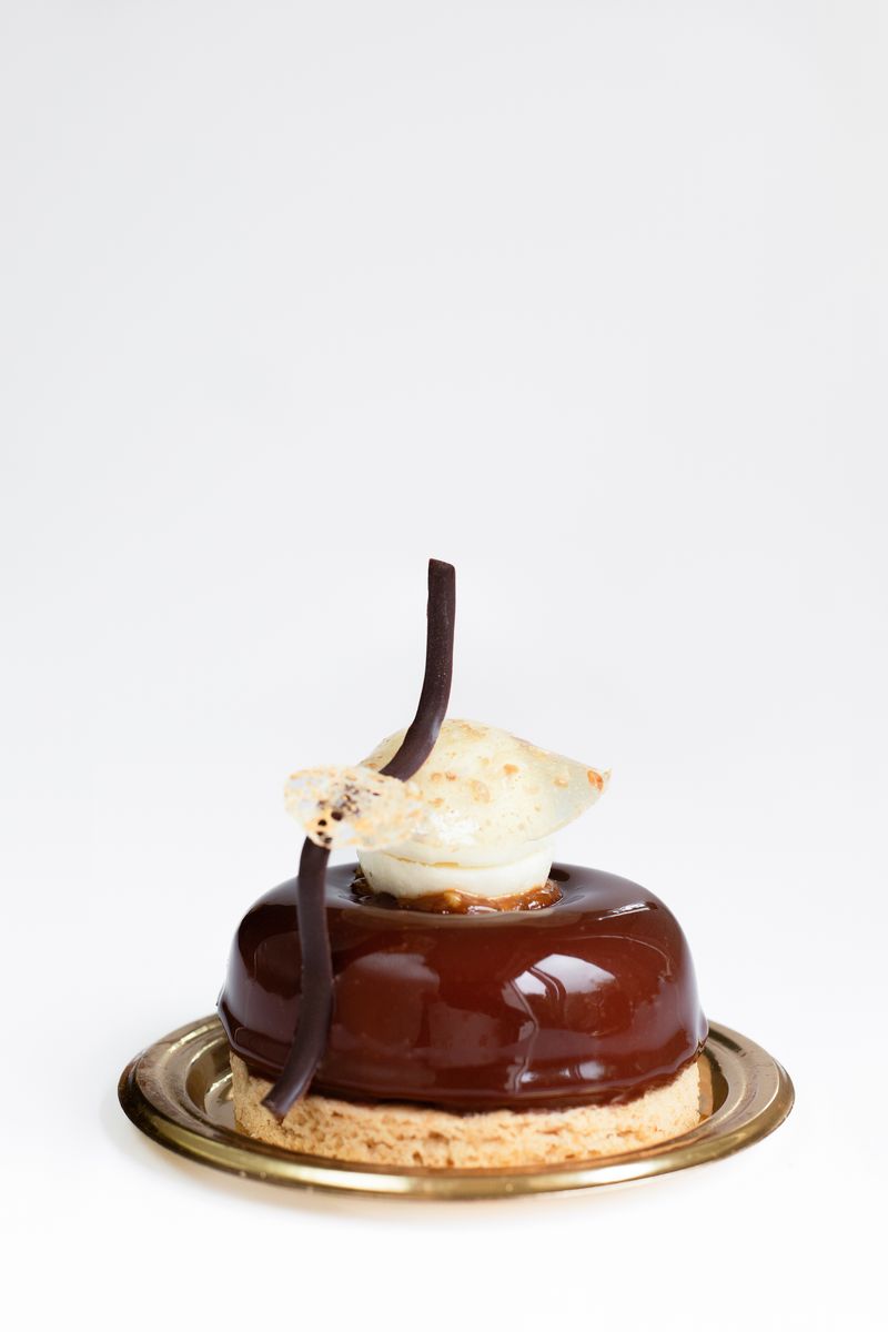 Sunflower Chocolate Mousse, French Sable Breton, With A Coconut, Lime And Lemongrass Mousseline