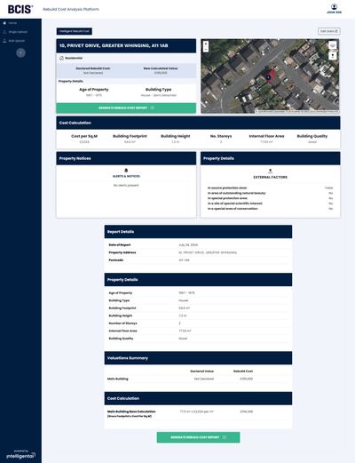 Intelligent Rebuild Cost Platform 1