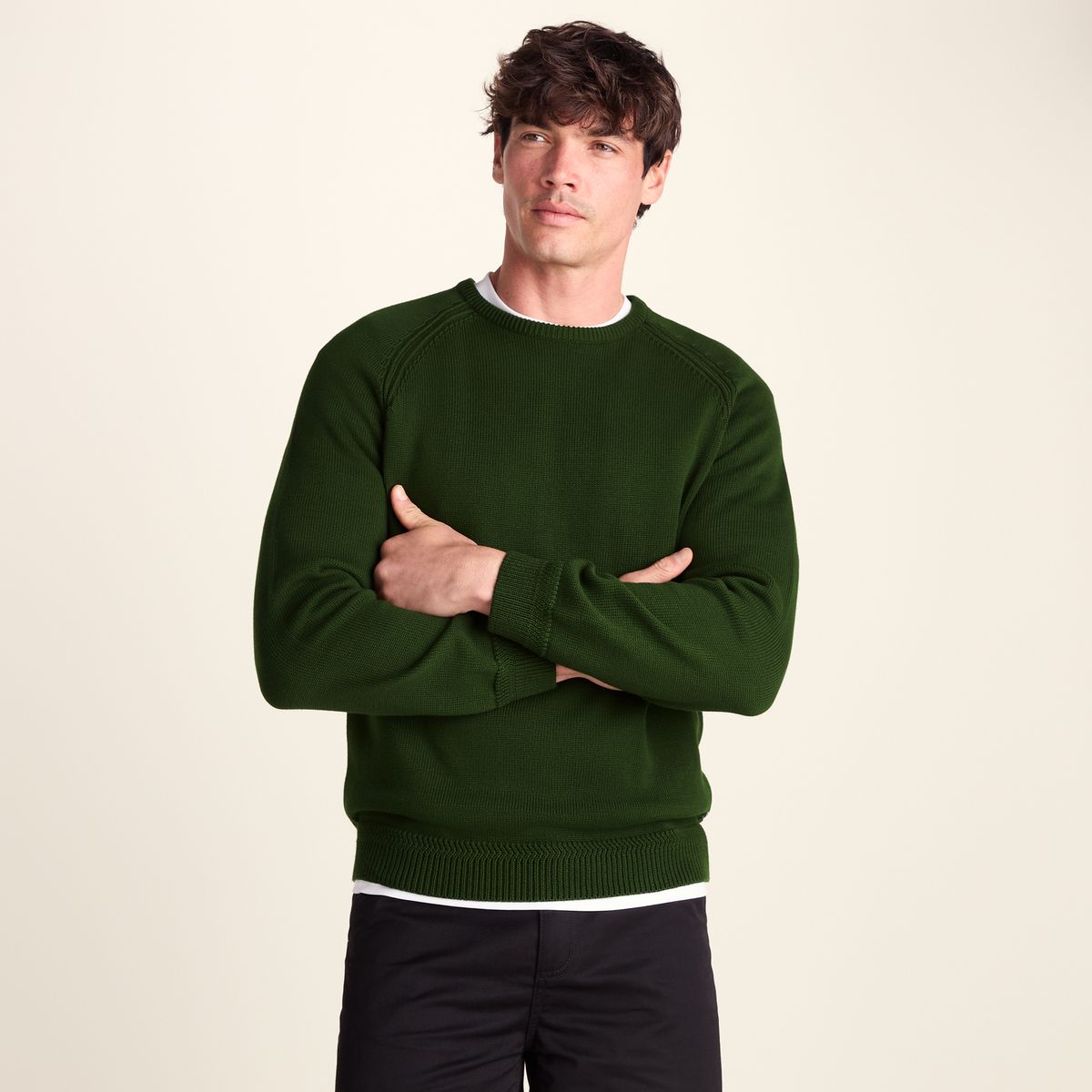 Chesney Mens Crew Neck Knit Jumper - Leaf Green