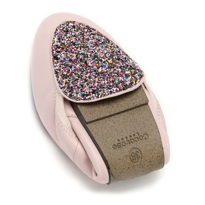 Clapham Pastel Pink with Multi Glitter Shield Leather Loafers from Cocorose London