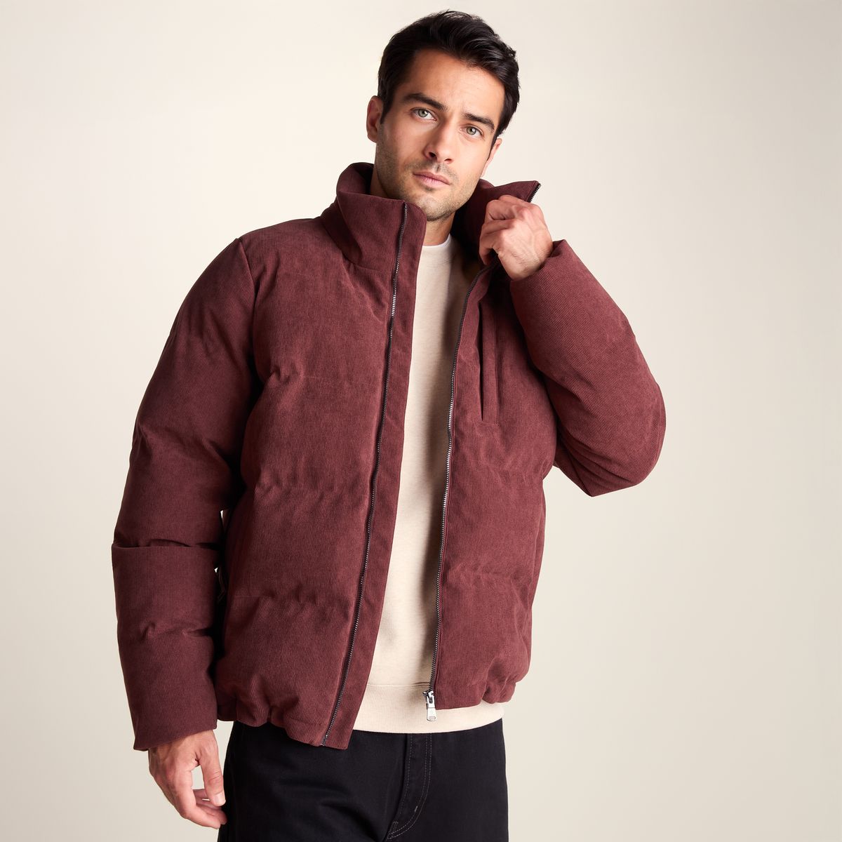 Buckley Mens Corduroy Padded Coat - Chestnut Brown